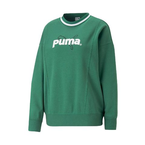 PUMA 彪馬 長袖上衣 Team Mock Neck Sweatshirt 女款 草地綠 白 大學T 53838137