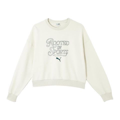 PUMA 彪馬 長袖 Team CC Sweatshirts 女款 米白 綠 短版 寬鬆 大學T 衛衣 63095280