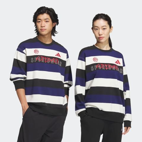 【ADIDAS】CM ST SWEAT 圓領套頭衫 中 黑白藍-JZ4200