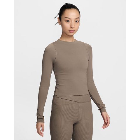【NIKE】AS W NK INF DF LS TOP 女 長袖上衣 卡其棕-FN3023233