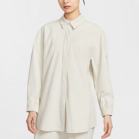 【NIKE】AS W NK 24.7 DF LS SHIRT WVN 女 長袖上衣 襯衫 米白色-HQ0237104