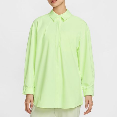 【NIKE】AS W NK 24.7 DF LS SHIRT WVN 女 長袖上衣 襯衫 黃綠色-HQ0237701