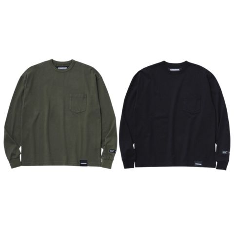 NEIGHBORHOOD Classic  Crewneck-P LS 長T 黑/軍綠 251FPNH-CSM06
