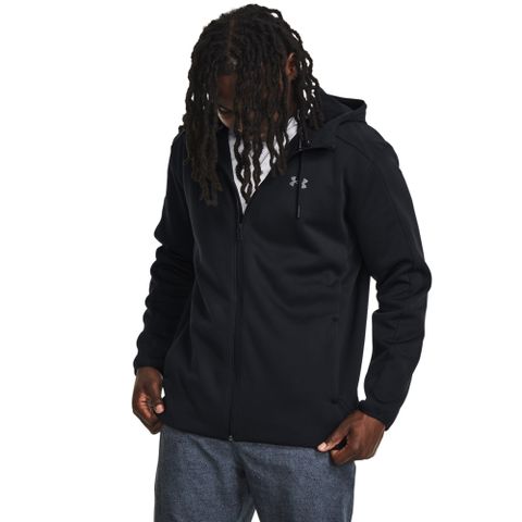 【UNDER ARMOUR】ESSENTIAL SWACKET連帽外套 男 連帽 黑色-1378824-001