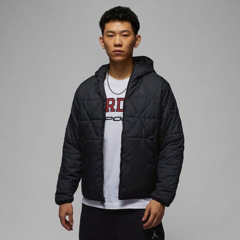 NIKE 耐吉 AS M J TF SPRT STMT MDWT JKT 男 連帽外套 防潑水 喬丹 黑色-FZ3163010