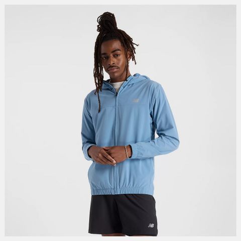 【New Balance】風衣外套 風衣外套 男 連帽外套 運動 藍色 美版_MJ41018HEB-F