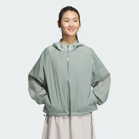 【ADIDAS】MT WV JKT 風衣外套 女 連帽 綠色-JZ1657