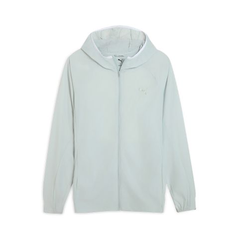 【PUMA】跑步系列輕量連帽風衣外套(M) 風衣外套 男 灰色-52798172