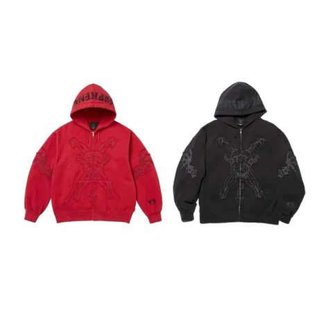x Yohji Yamamoto FW25 Week3 Zip Up Hooded Sweatshirt 拉鍊外套 黑 紅 山本耀司 聯名 帽T 外套