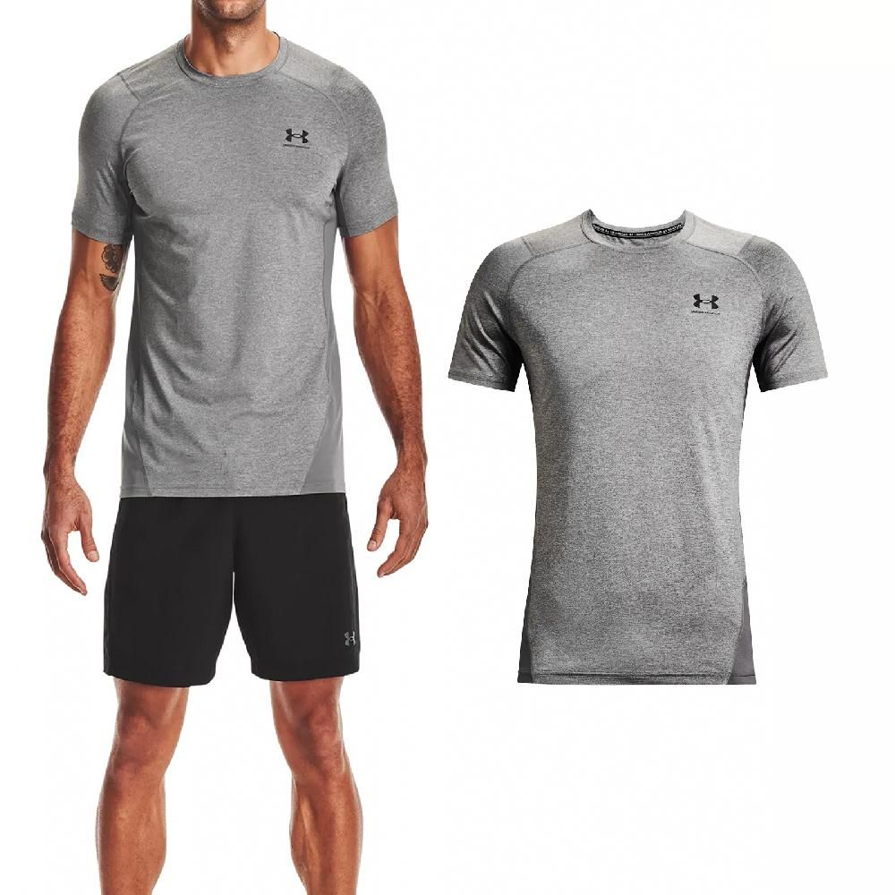 Under Armour  安德瑪 短袖 HG Armour Tee 男款 灰 黑 輕量 親膚 速乾 運動 跑步 短T UA 1361683090