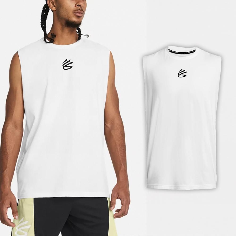 Under Armour  安德瑪 背心 Curry Tank Top 男款 白 黑 彈性 寬鬆 咖哩 運動 籃球 UA 1383377100