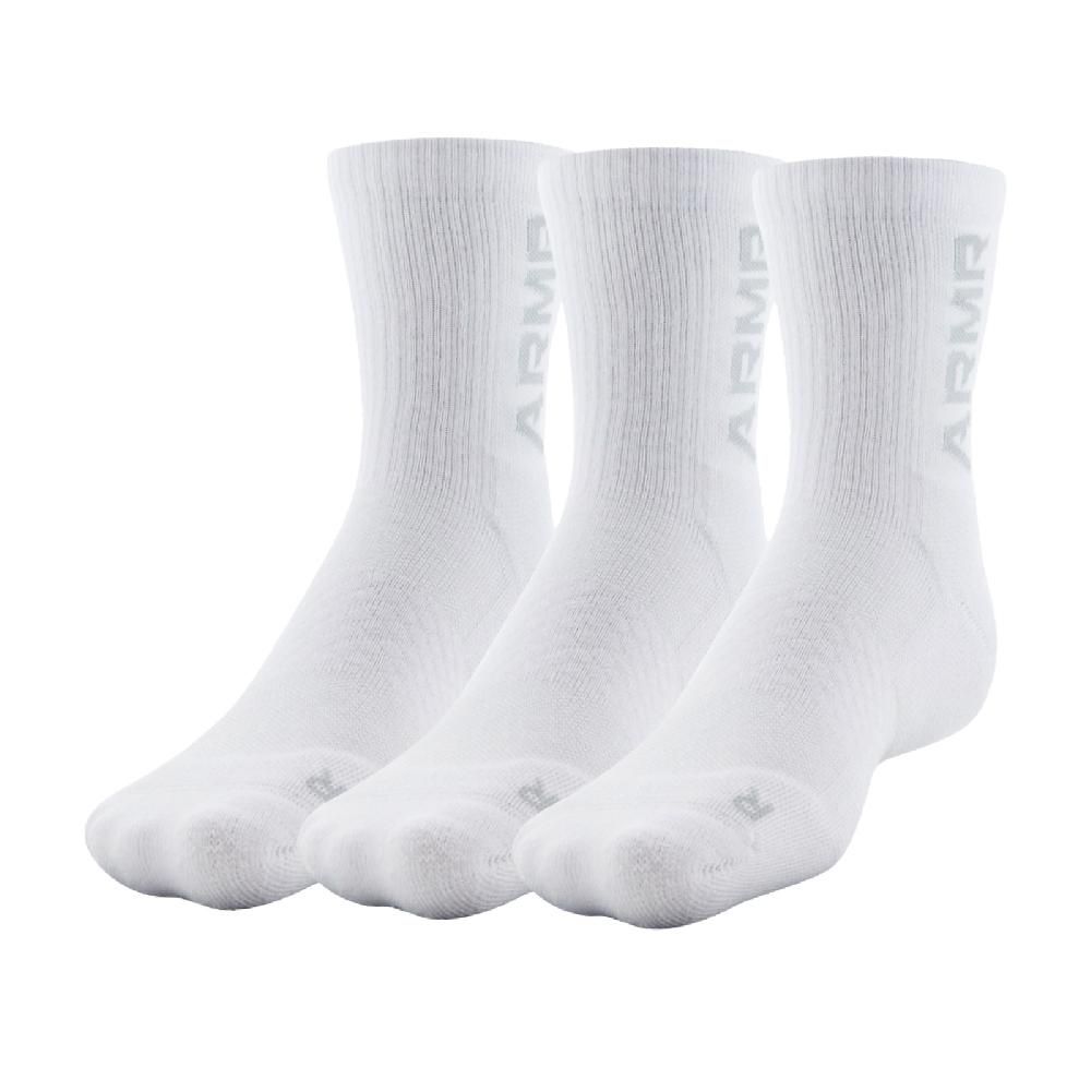 Under Armour  安德瑪 運動襪 3-Marker Crew Socks 白 灰 吸濕排汗 緩衝 中筒襪 UA 1382025100