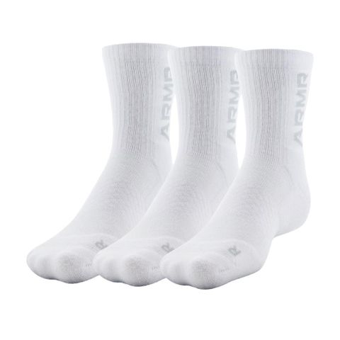 Under Armour 安德瑪 運動襪 3-Marker Crew Socks 白 灰 吸濕排汗 緩衝 中筒襪 UA 1382025100