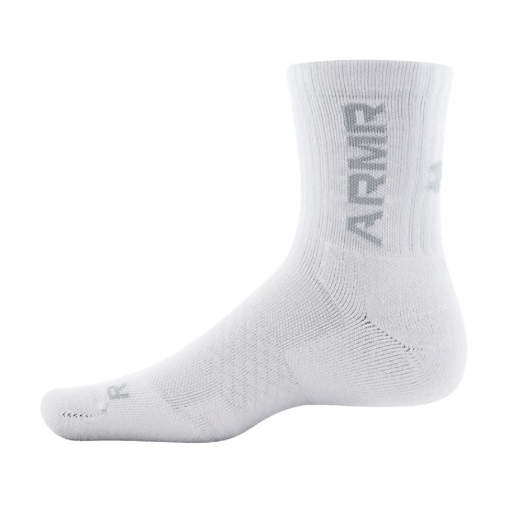 Under Armour  安德瑪 運動襪 3-Marker Crew Socks 白 灰 吸濕排汗 緩衝 中筒襪 UA 1382025100