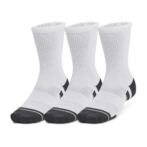 Under Armour 安德瑪 運動襪 Perf Tech Crew Socks 白 黑 透氣 排汗 支撐 中筒襪 UA 1382033100