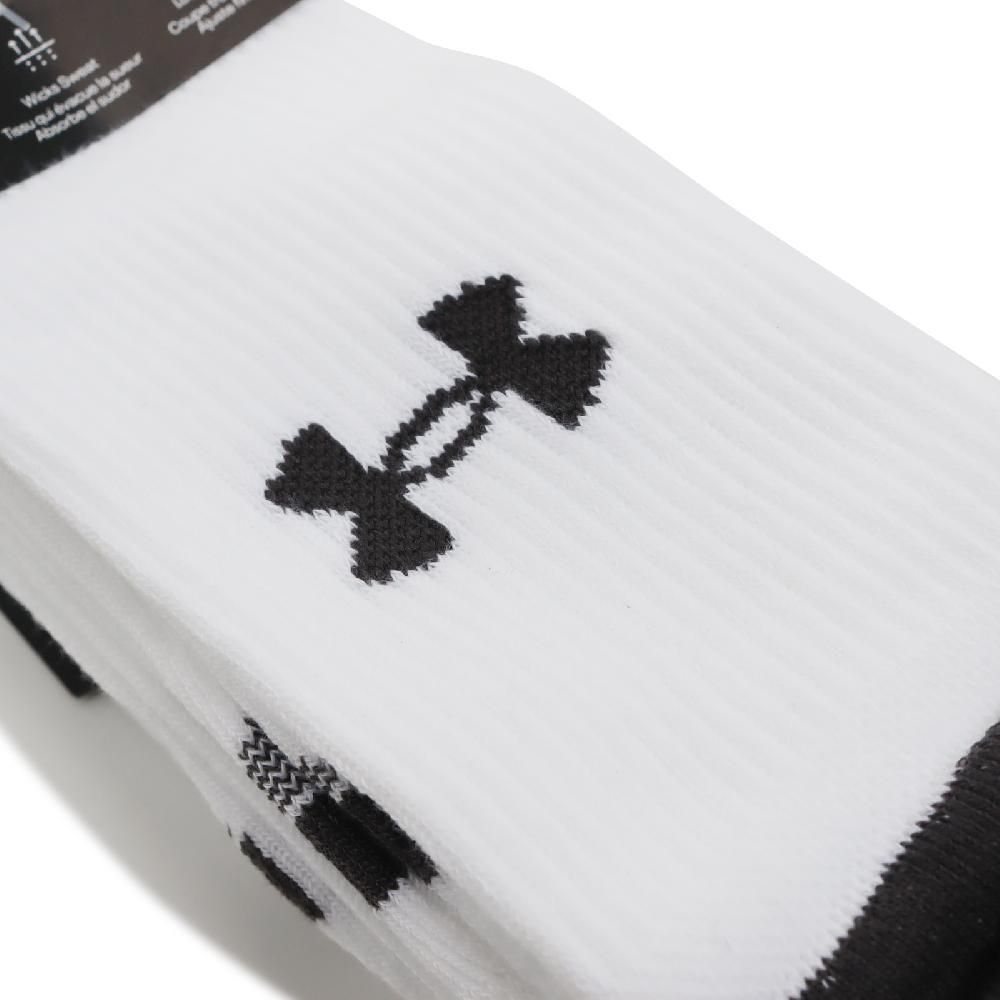 Under Armour  安德瑪 運動襪 Perf Tech Crew Socks 白 黑 透氣 排汗 支撐 中筒襪 UA 1382033100