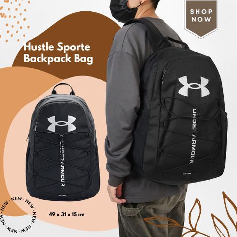 Under Armour 安德瑪 後背包 Hustle Sporte 黑 筆電包 15吋 防潑水 包包 雙肩背 書包 1364181001