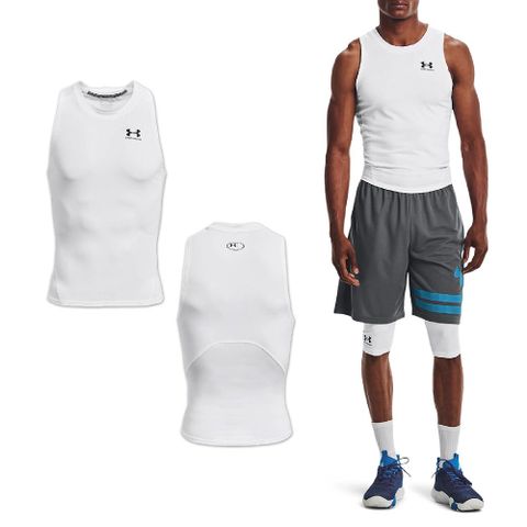 Under Armour 安德瑪 背心 HG Armour Tank Top 男款 白 快乾 吸汗 緊身 運動 籃球 無袖 1368352100