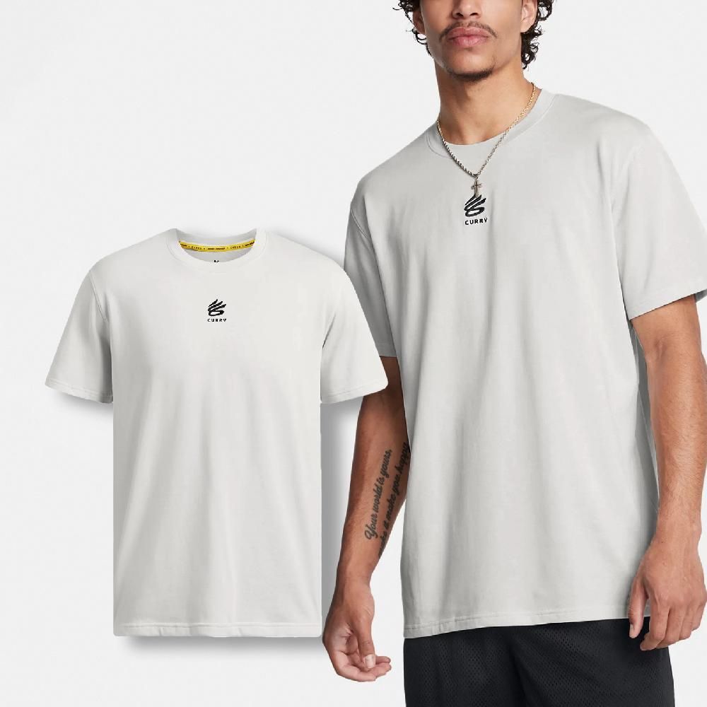 Under Armour  安德瑪 短袖 Curry Hvyweight Tee 男款 米灰 黑 寬鬆 咖哩 短T UA 1387107114