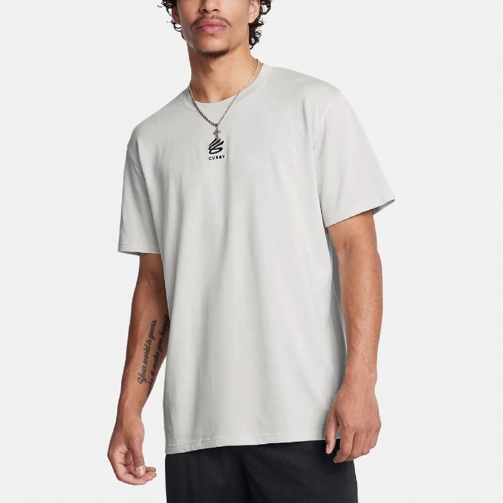 Under Armour  安德瑪 短袖 Curry Hvyweight Tee 男款 米灰 黑 寬鬆 咖哩 短T UA 1387107114