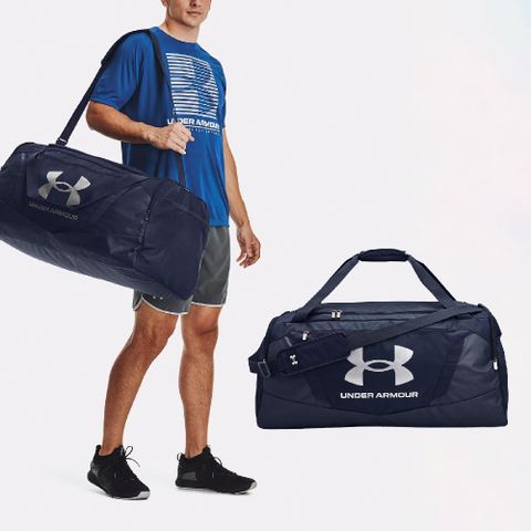 Under Armour 安德瑪 健身包 Undeniable 5.0 Large Duffle Bag 藍銀 防潑水 旅行袋 UA 1369224410