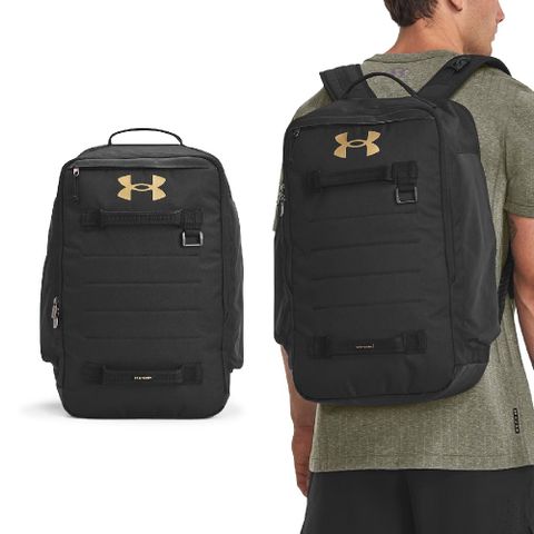 Under Armour 安德瑪 後背包 Contain Backpack 黑金 防潑水 15吋 筆電包 運動包 背包 UA 1378413001