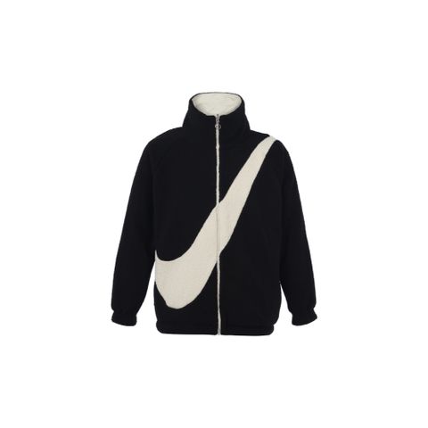 NIKE 耐吉 Swoosh LOGO 黑白大勾 搖粒絨 雙面穿 風衣 絨毛羔 羊毛 刺繡 外套 DC5138-010