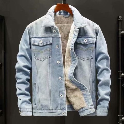 CS22 冬季加絨加厚潮流寬鬆牛仔外套-2色M-4XL -2入