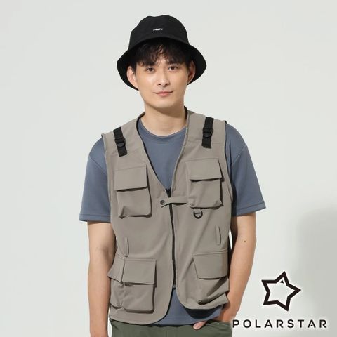 【PolarStar】中性多口袋工裝背心『淺卡其』P22811