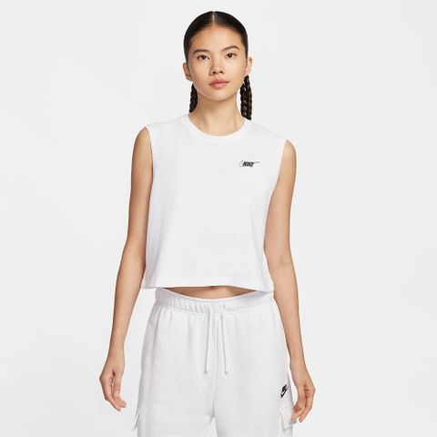 【NIKE】AS W NSW CLUB CRP SL TEE HBR 女 背心上衣 短版 白色-HF9532100