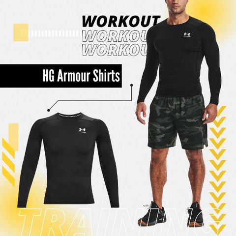 長袖 HG Armour Shirts 男款 黑 透氣 快乾 緊身 訓練 健身 UA 1361524001