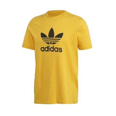 adidas T恤 Trefoil T-Shirt 運動休閒 男款 愛迪達 三葉草 基本款 圓領 棉質 穿搭 黃 黑 GD9913 GD9913