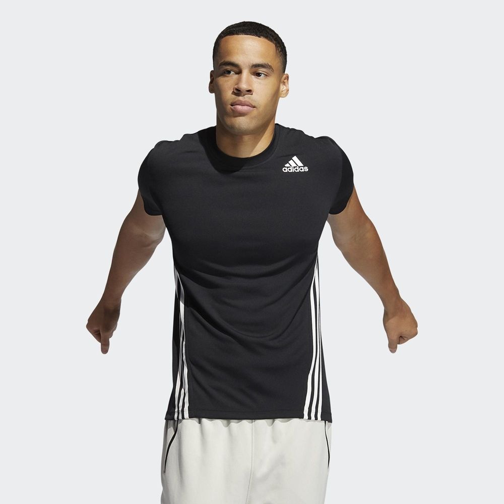 ADIDAS 愛迪達  運動短袖 AEROREADY 3-STRIPES 黑 三線 休閒 上衣 男 GM0655