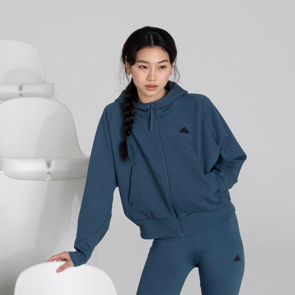 ADIDAS 愛迪達  Z.N.E. AEROREADY 吸濕排汗 女 長袖外套 藍-IN5129