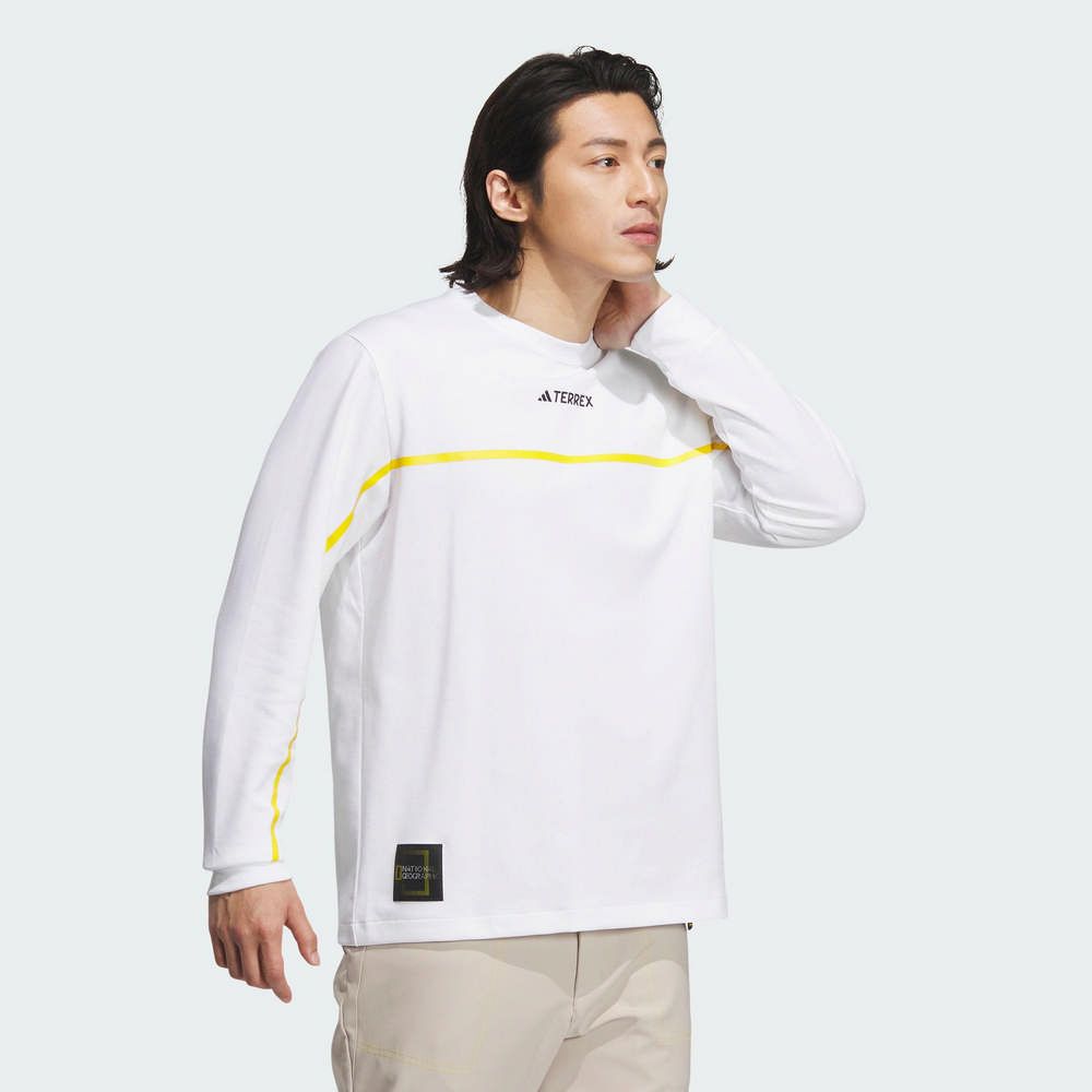 ADIDAS 愛迪達 NATIONAL GEOGRAPHIC AEROREADY 吸濕排汗 男 長袖上衣 白-IL8976