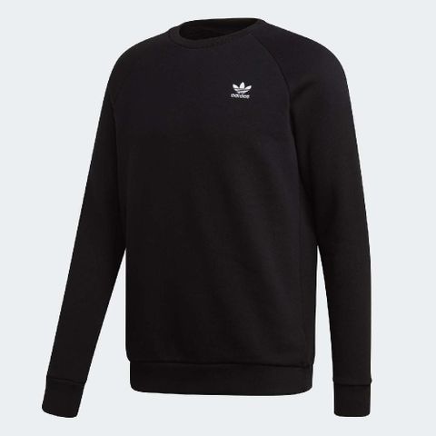 ADIDAS 愛迪達 長袖 Crewneck Sweatshirt 男款 大學T 衛衣 三葉草 圓領 保暖 黑 白 DV1600