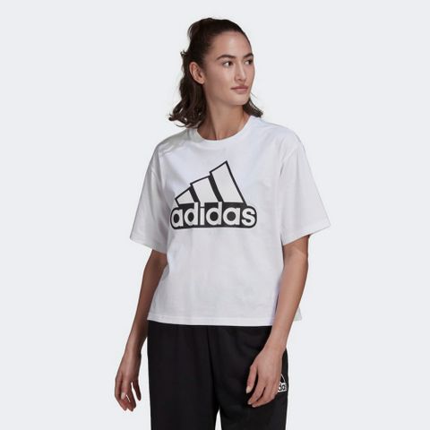 ADIDAS 愛迪達 W BLUV Q1 CRO T 女 短袖上衣 白-HC9183