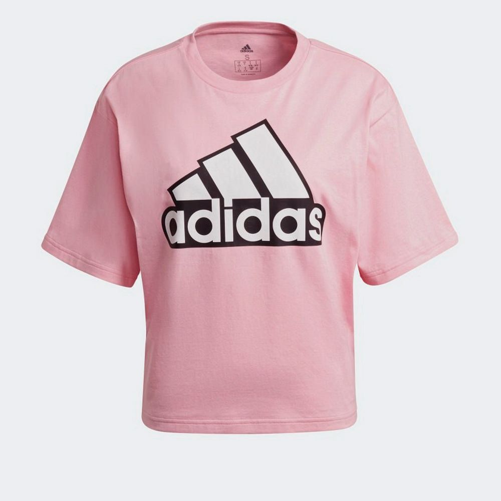 ADIDAS 愛迪達 W BLUV Q1 CRO T 女 短袖上衣 粉-HC9184