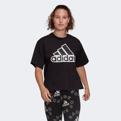 ADIDAS 愛迪達 W BLUV Q1 CRO T 女 短袖上衣 黑-HC9189