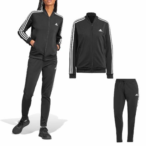 adidas 愛迪達 運動套裝 女款 黑 白 三條線 經典 外套 長袖 長褲 IJ8781