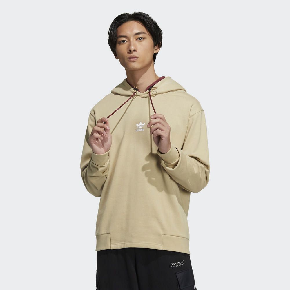 ADIDAS 愛迪達 CNY HOODY 男女 連帽T恤 米黃-HC0563