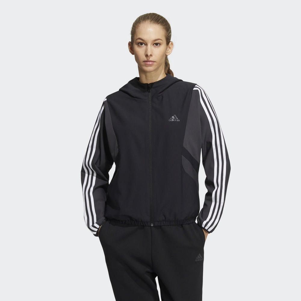 ADIDAS 愛迪達 FI WV JACKET 女 連帽外套 黑-HF0033