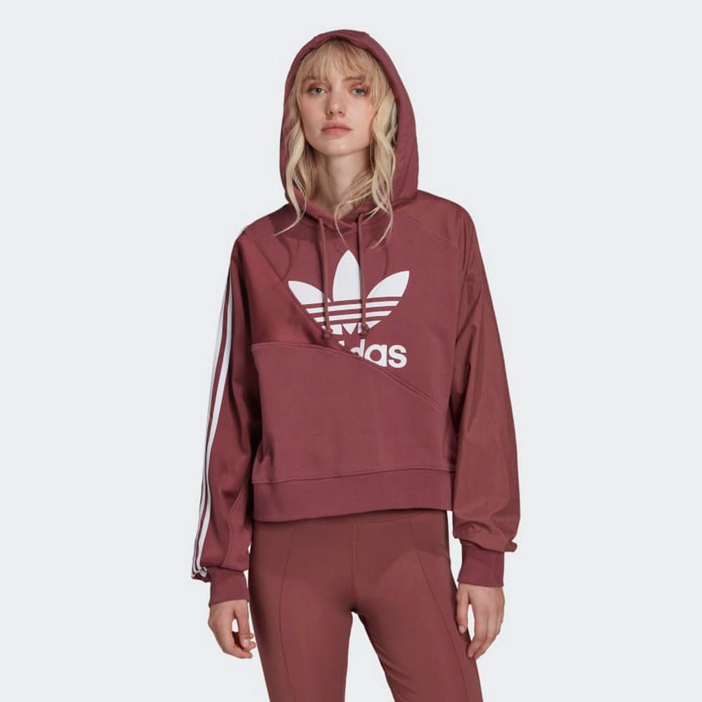 ADIDAS 愛迪達 HOODIE 女 連帽T恤 紅-HC7035