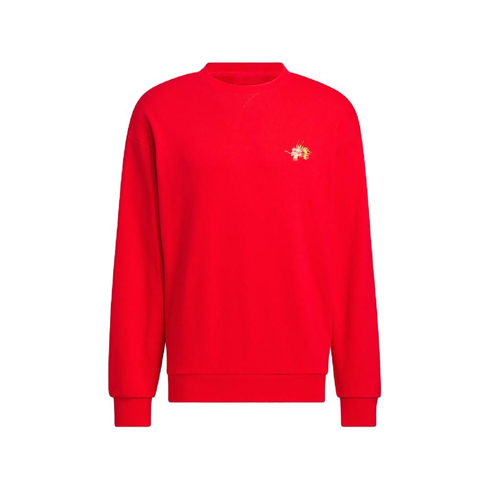 ADIDAS 愛迪達   長袖上衣 CNY Sweatshirts 男款 紅 黃 龍年 農曆年 毛巾布 落肩 寬鬆 大學T JE6108