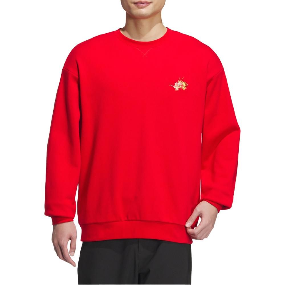 ADIDAS 愛迪達   長袖上衣 CNY Sweatshirts 男款 紅 黃 龍年 農曆年 毛巾布 落肩 寬鬆 大學T JE6108