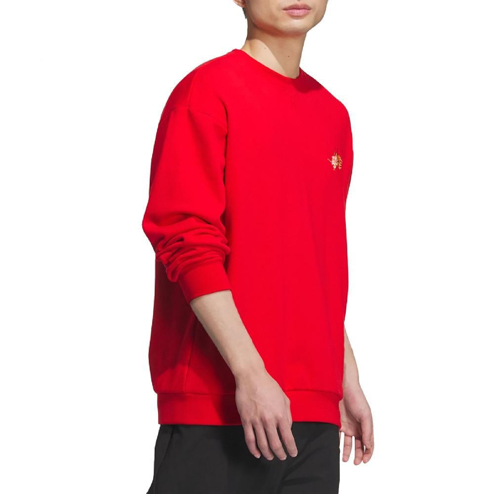 ADIDAS 愛迪達   長袖上衣 CNY Sweatshirts 男款 紅 黃 龍年 農曆年 毛巾布 落肩 寬鬆 大學T JE6108