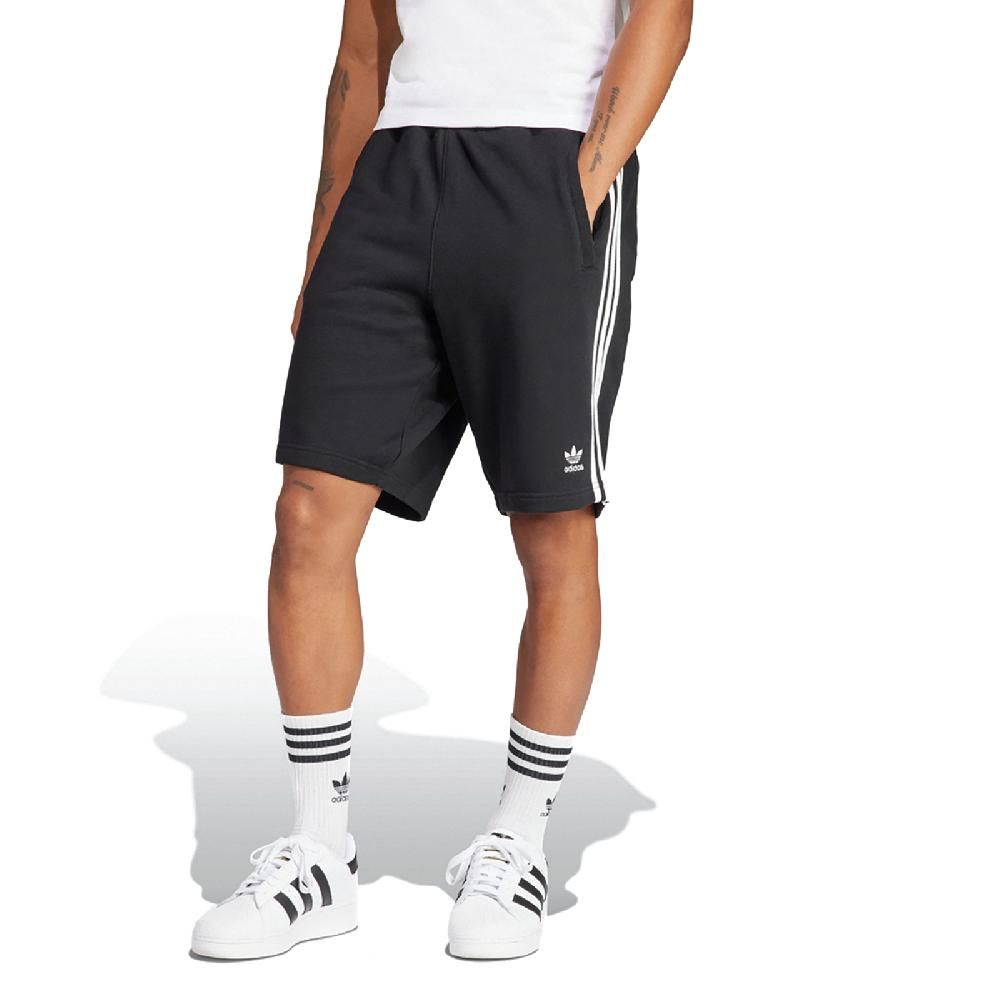 ADIDAS 愛迪達   短褲 Adicolor 3-Stripes Shorts 男款 黑 白 鬆緊帶 毛巾布 褲子 IU2337