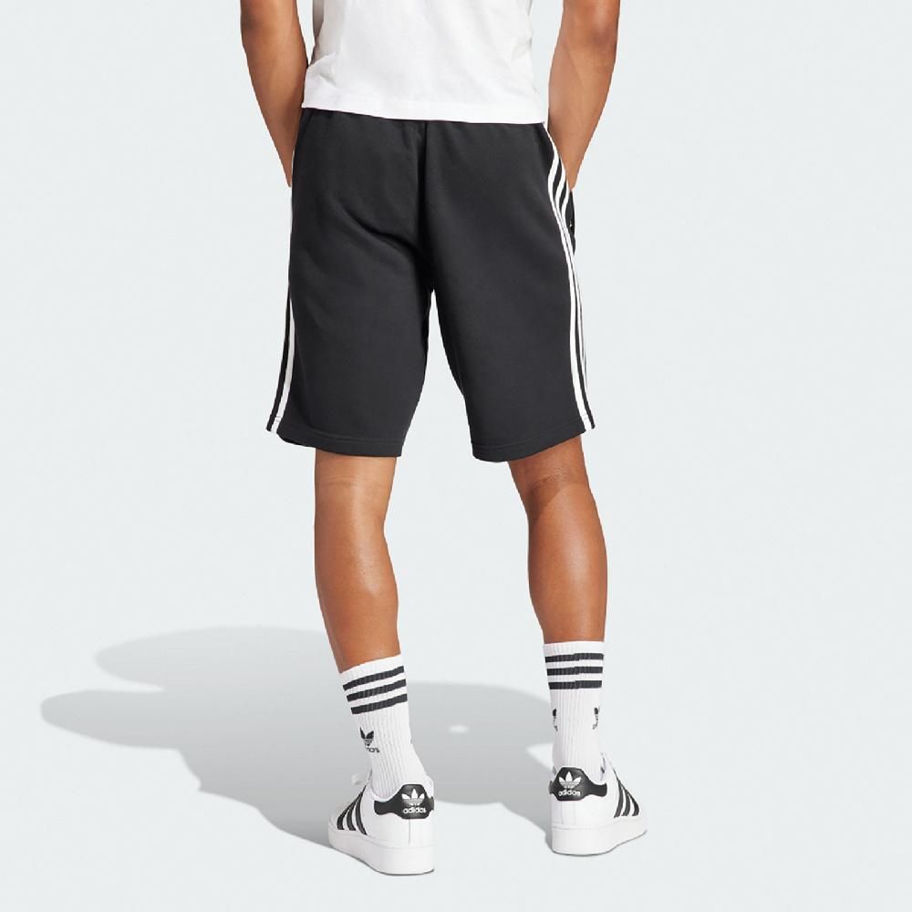 ADIDAS 愛迪達   短褲 Adicolor 3-Stripes Shorts 男款 黑 白 鬆緊帶 毛巾布 褲子 IU2337