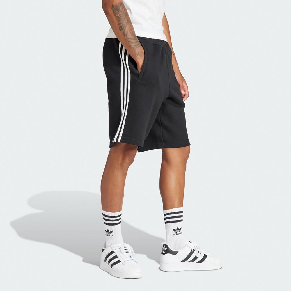 ADIDAS 愛迪達   短褲 Adicolor 3-Stripes Shorts 男款 黑 白 鬆緊帶 毛巾布 褲子 IU2337