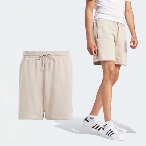 adidas 愛迪達 短褲 Premium Essential Shorts 男款 米白 抽繩 棉褲 IR7880